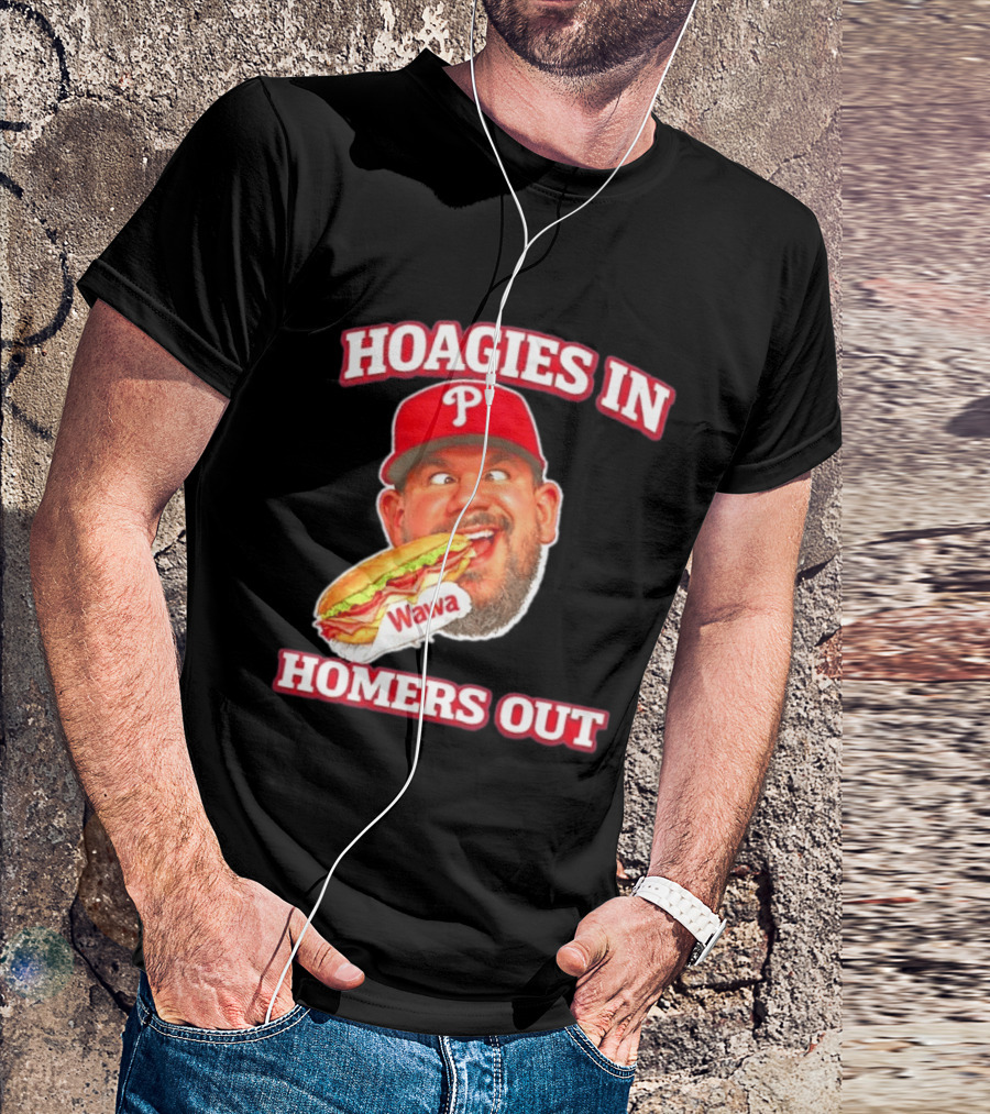 Hoagies In Homers Out Wawa Philadelphia Baseball Player Eating Sandwich T-Shirt