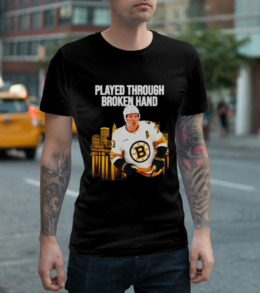 Charlie McAvoy Played Through Broken Hand Boston Hockey T-Shirt