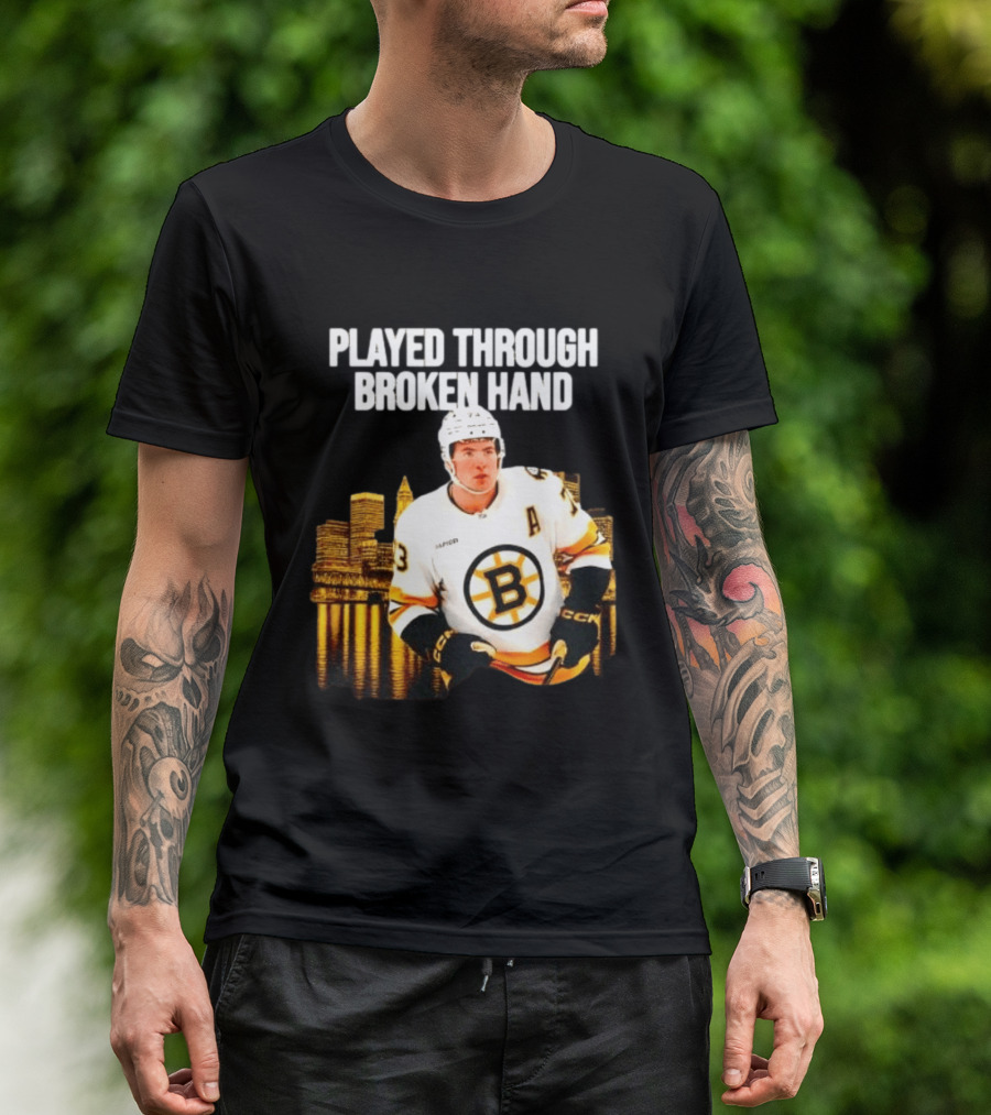 Charlie McAvoy Played Through Broken Hand Boston Hockey T-Shirt