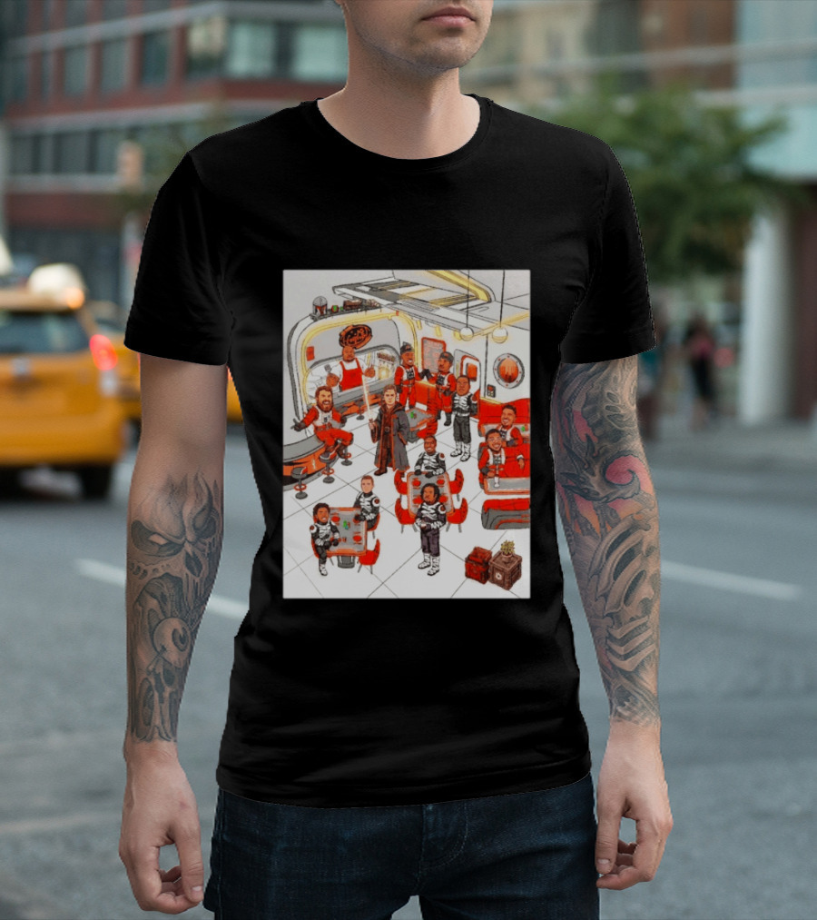 Cincinnati Bengals Star Wars Parody In Retro Diner Scene T-Shirt
