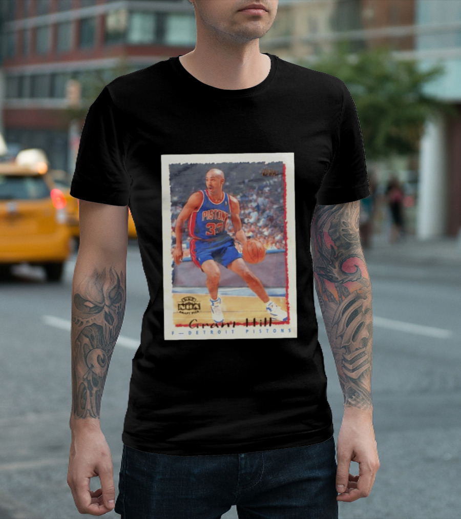 Detroit Pistons Grant Hill NBA Rookie Year 1994 Basketball Card T-Shirt