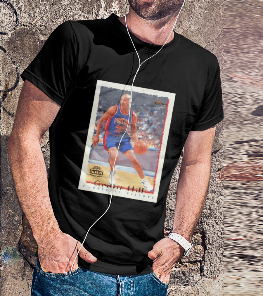 Detroit Pistons Grant Hill NBA Rookie Year 1994 Basketball Card T-Shirt