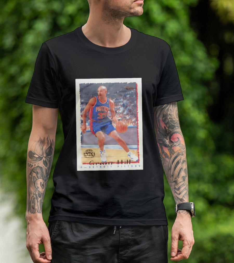 Detroit Pistons Grant Hill NBA Rookie Year 1994 Basketball Card T-Shirt