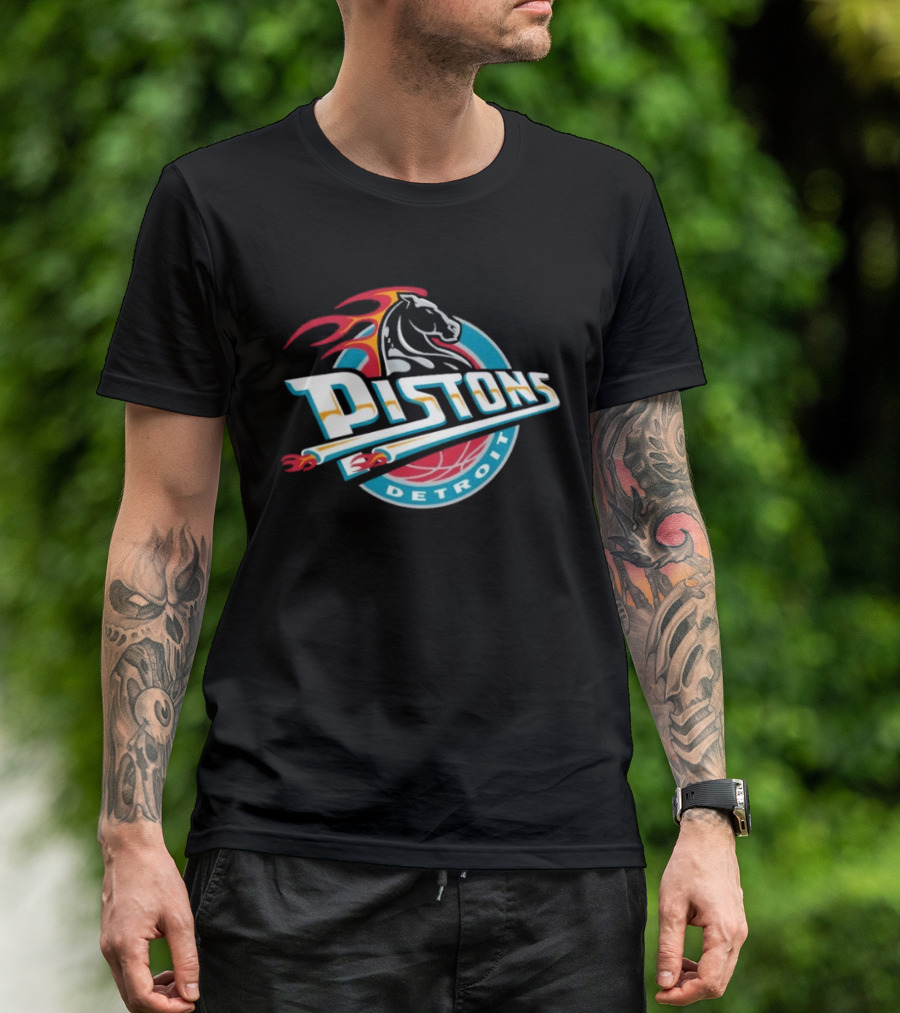 Detroit Pistons Mitchell & Ness Hardwood Classic Vintage Horse T-Shirt