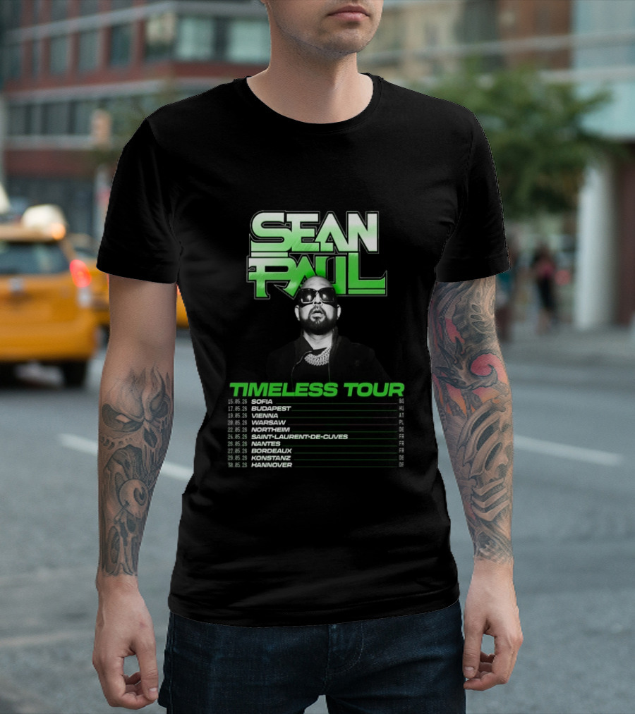Sean Paul Timeless Tour Sofia Budapest Vienna Warsaw 2026 T-Shirt