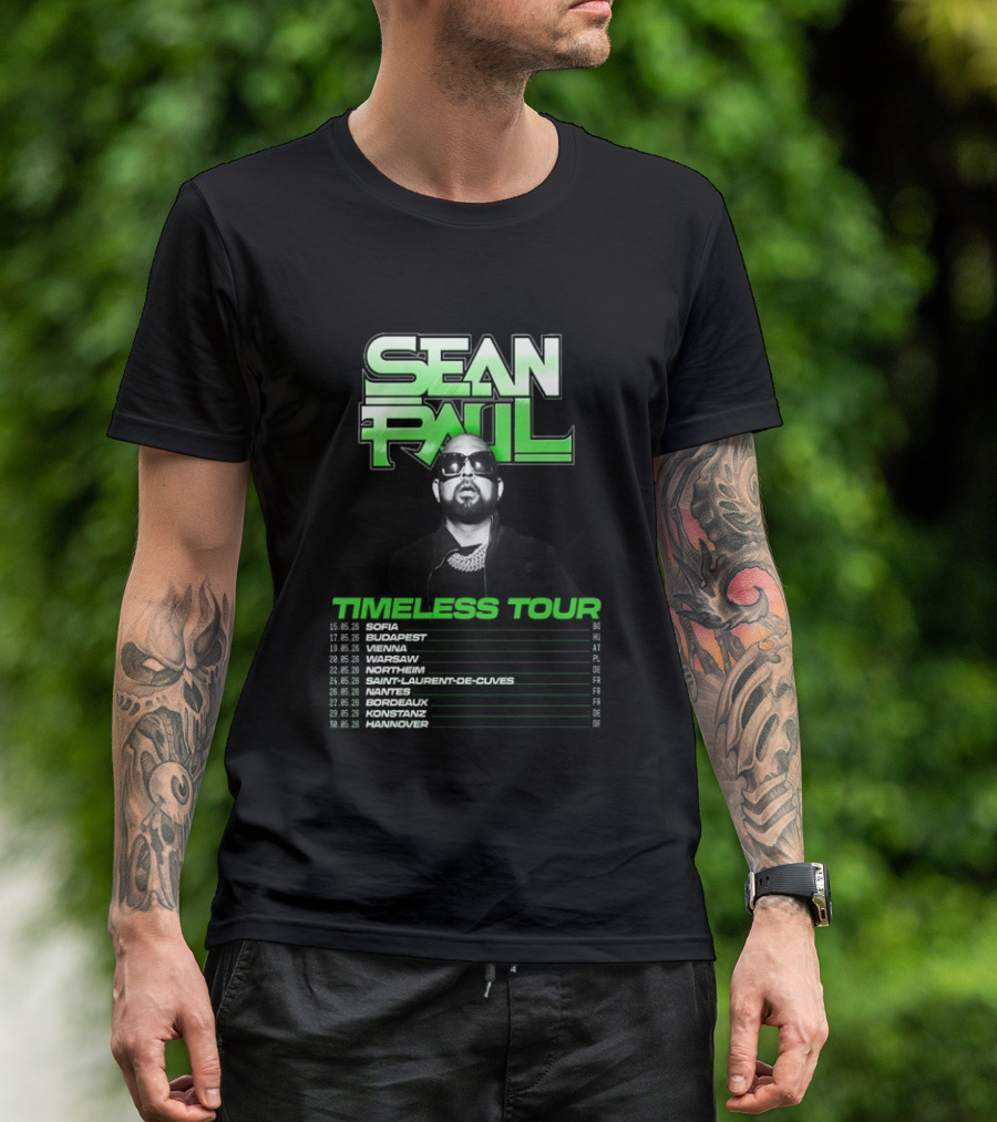 Sean Paul Timeless Tour Sofia Budapest Vienna Warsaw 2026 T-Shirt