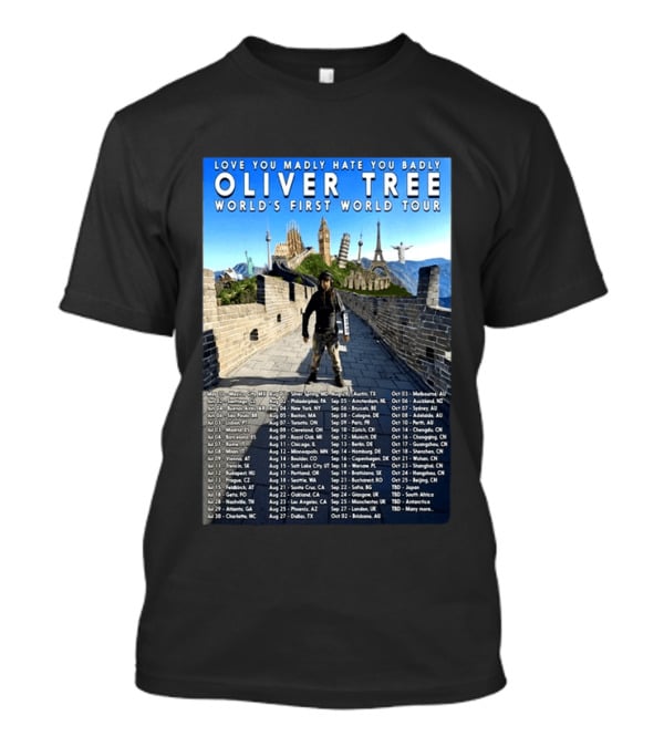 Oliver Tree World's First World Tour Love You Madly Hate You Badly Fall 2026 Tour Dates T-Shirt