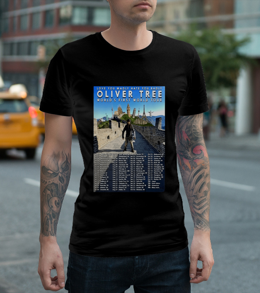 Oliver Tree World's First World Tour Love You Madly Hate You Badly Fall 2026 Tour Dates T-Shirt