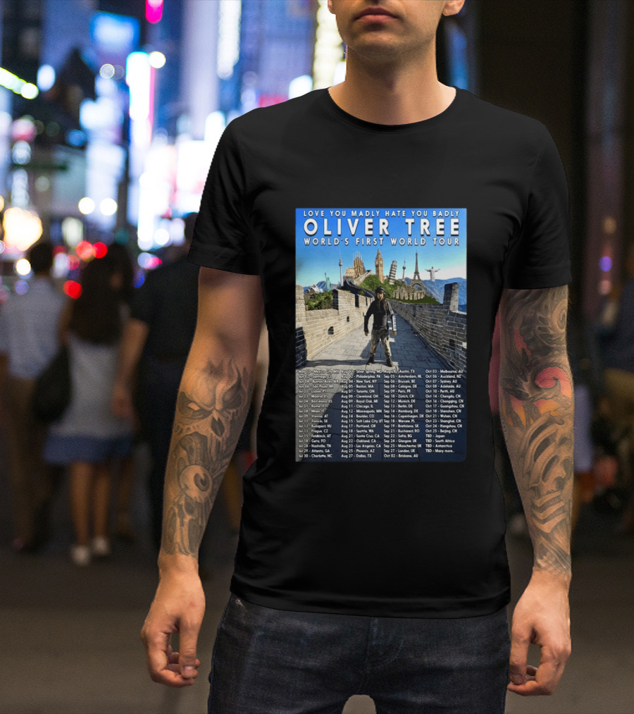 Oliver Tree World's First World Tour Love You Madly Hate You Badly Fall 2026 Tour Dates T-Shirt