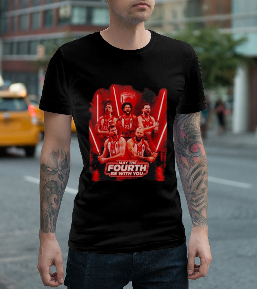 Olympiacos B.C Basketball May The Fourth Be With You Star Wars Players Lightsabers T-Shirt