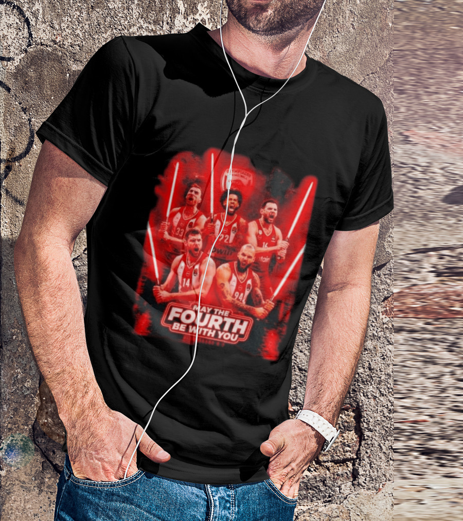 Olympiacos B.C Basketball May The Fourth Be With You Star Wars Players Lightsabers T-Shirt