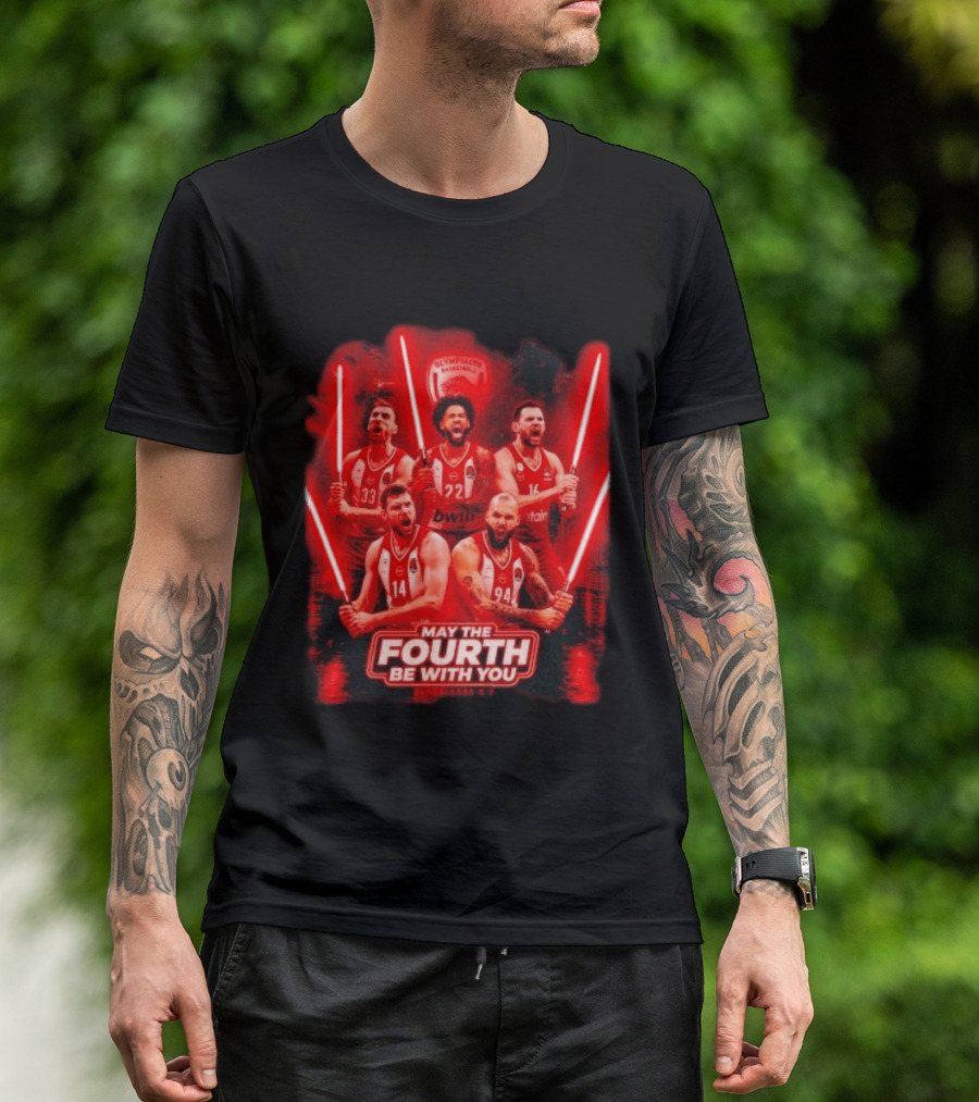 Olympiacos B.C Basketball May The Fourth Be With You Star Wars Players Lightsabers T-Shirt