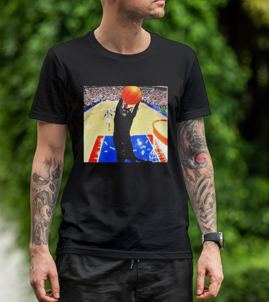 Philadelphia 76ers Black Cat Slam Dunk Basketball Meme T-Shirt