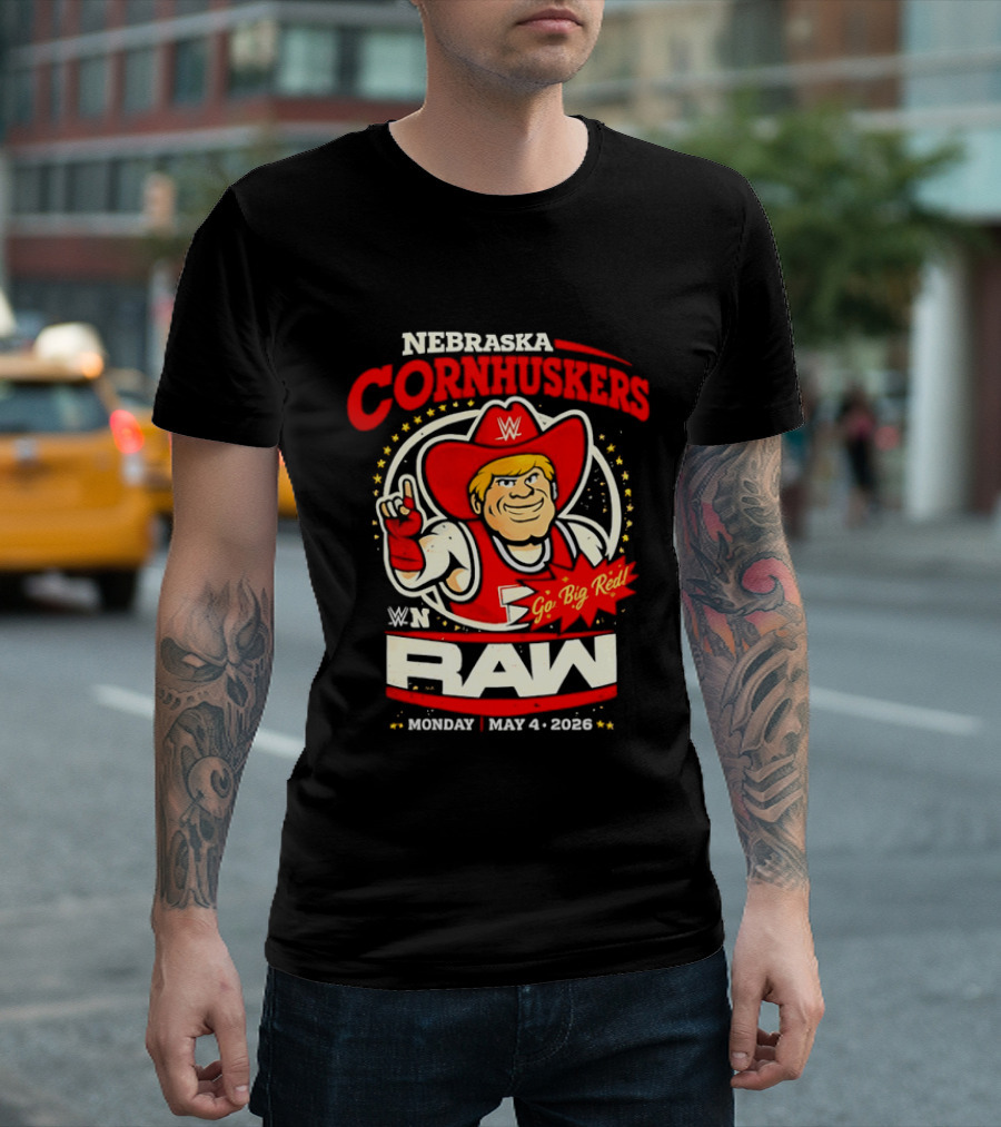 Nebraska Cornhuskers Herbie Husker WWE RAW Go Big Red May 4 2018 T-Shirt