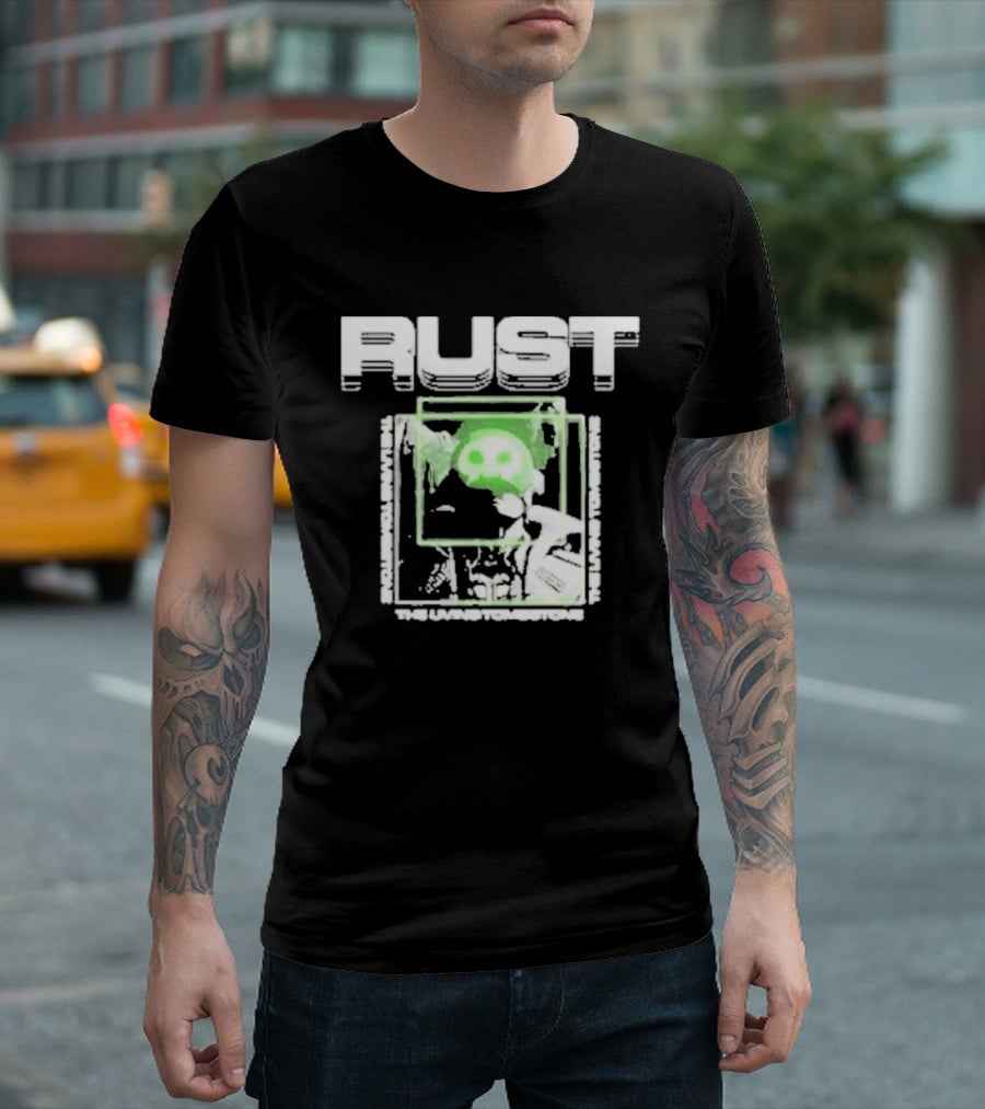The Living Tombstone Rust Green Skull Gaming T-Shirt