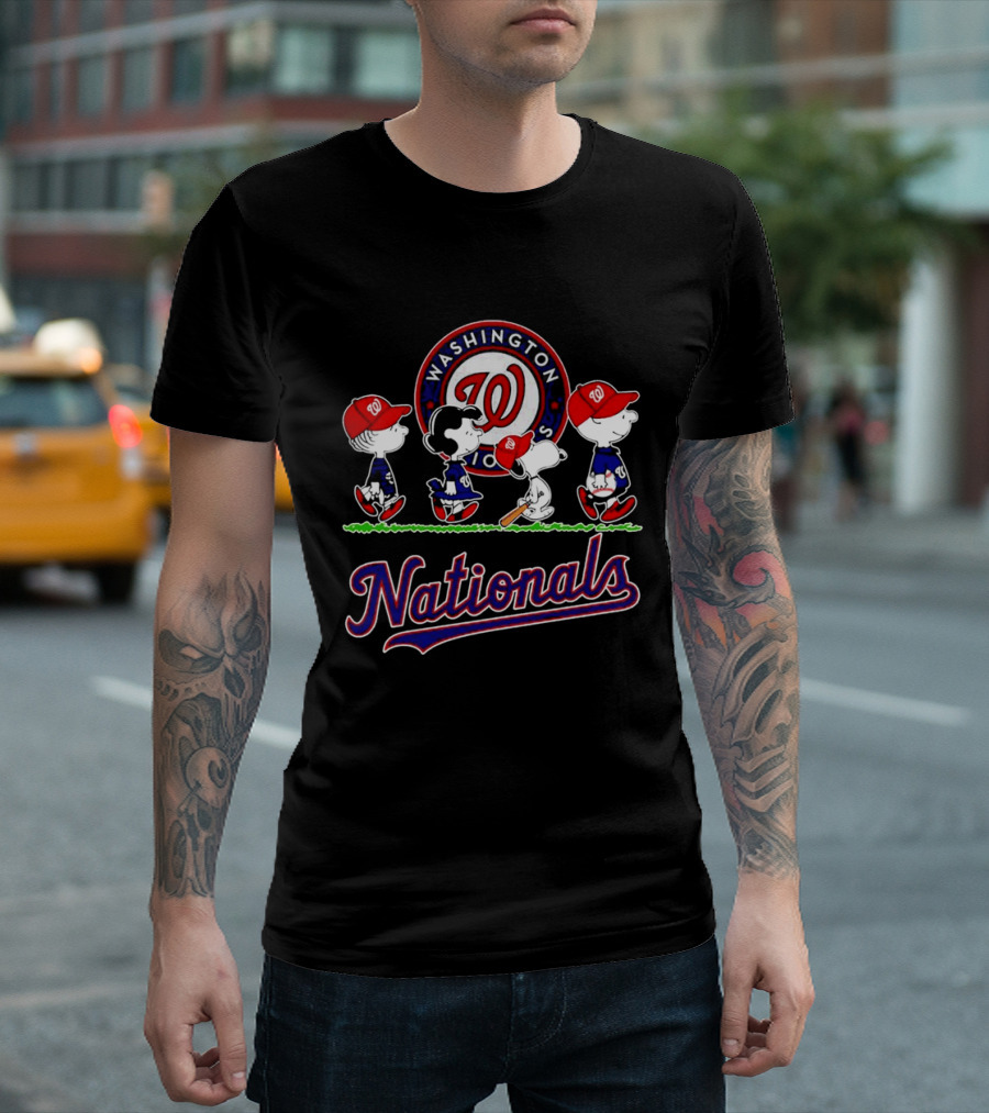 Washington Nationals Peanuts Characters Abbey Road Walking 2026 T-Shirt