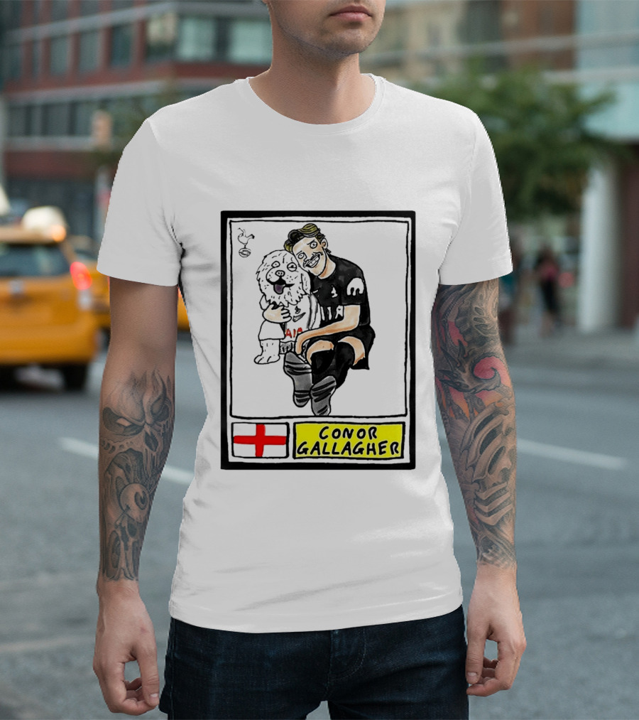 Conor Gallagher Hugging Dog With England Cross And Spurs T-Shirt