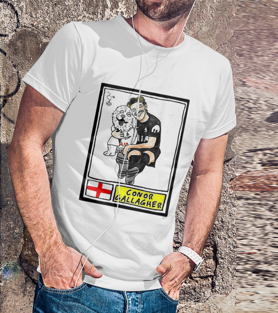 Conor Gallagher Hugging Dog With England Cross And Spurs T-Shirt
