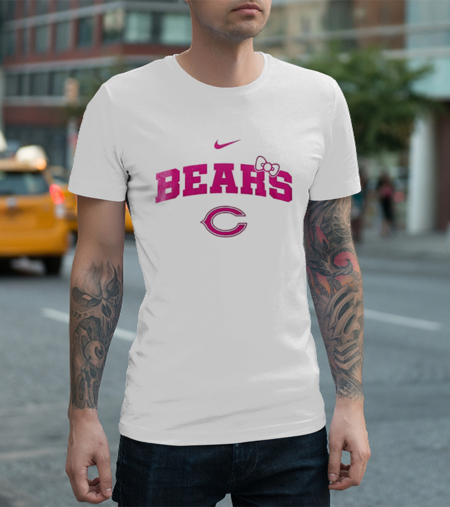 Nike Hello Kitty Bears Pink Bow Chicago Bears Collaboration T-Shirt