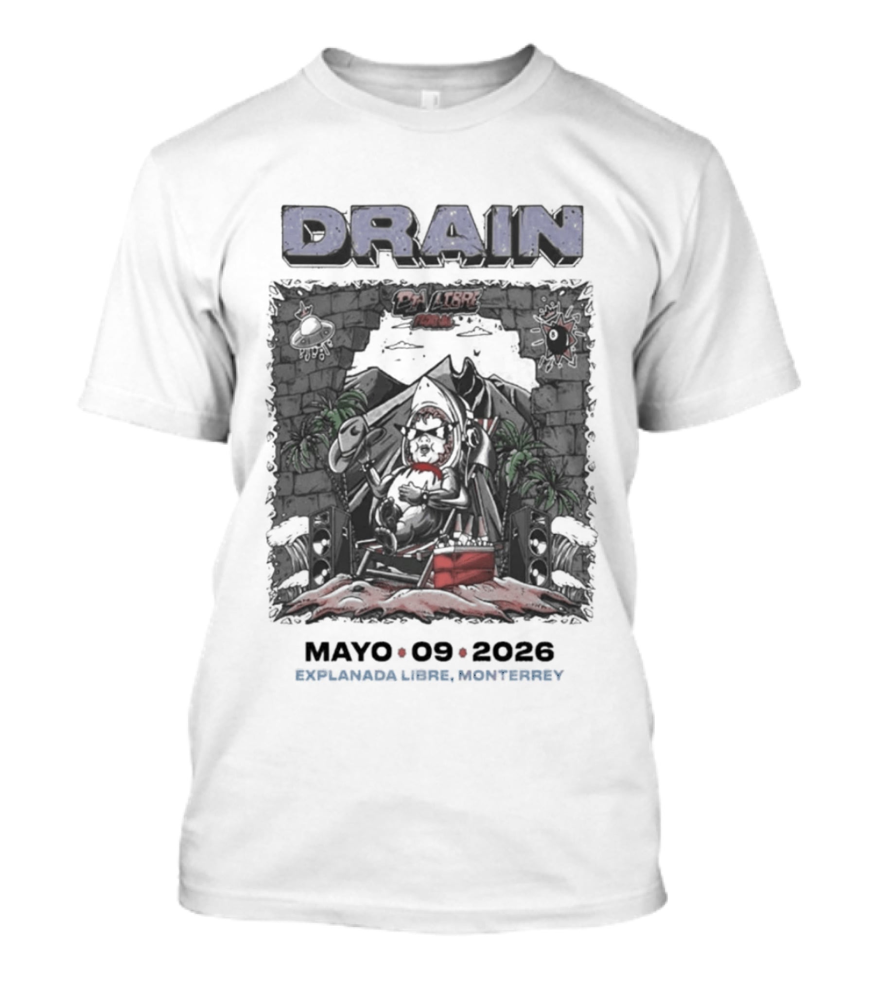 Drain Dia Libre Festival Monterrey Mexico Mayo 9 2026 T-Shirt