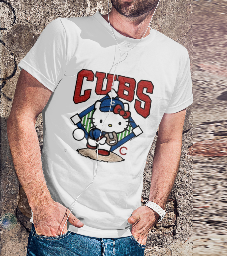 Hello Kitty Cubs Baseball Collaboration With Chicago Cubs Pitcher T-Shirt