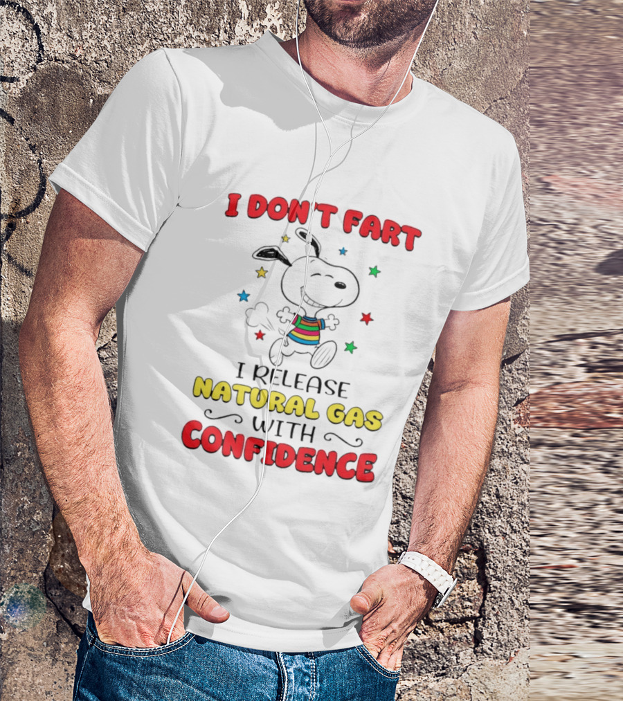 Playful Dog Cartoon I Don't Fart I Release Natural Gas With Confidence T-Shirt