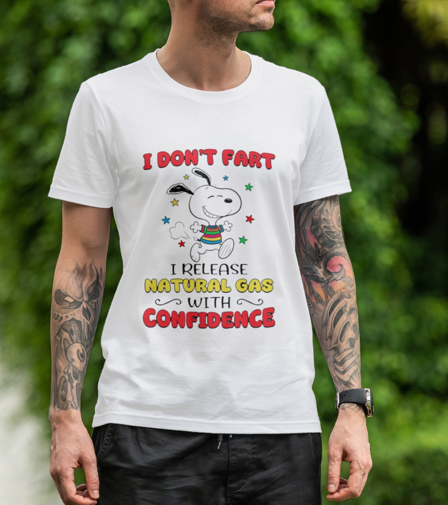 Playful Dog Cartoon I Don't Fart I Release Natural Gas With Confidence T-Shirt