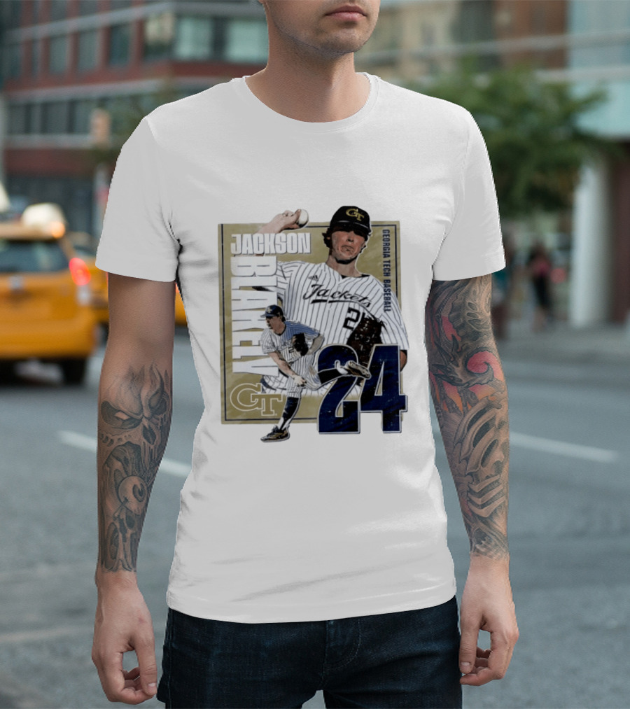 Jackson Blakely Georgia Tech Baseball GT 24 Player Student Athlete T-Shirt