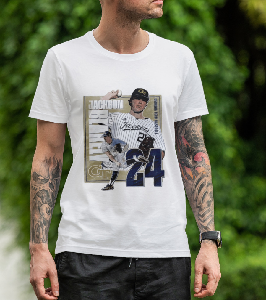Jackson Blakely Georgia Tech Baseball GT 24 Player Student Athlete T-Shirt
