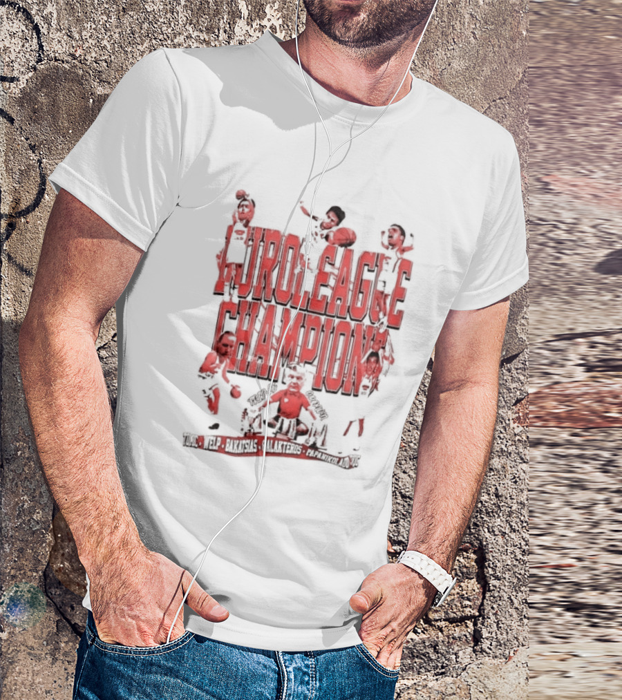 Olympiacos B.C Euroleague Champion Triple Crown Players T-Shirt