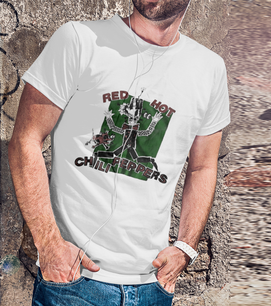 Red Hot Chili Peppers Puppet Skeleton Art With Bowtie And Top Hat T-Shirt