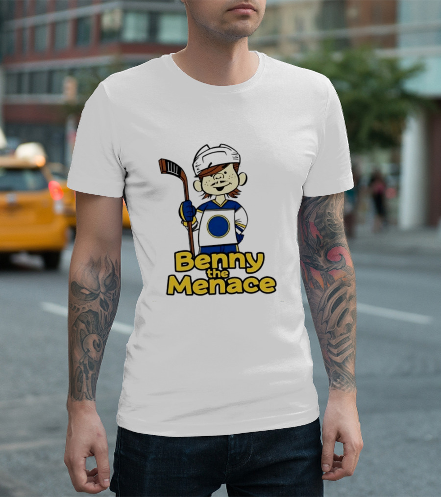 Zach Benson Benny The Menace Sabres Hockey Player Cartoon T-Shirt