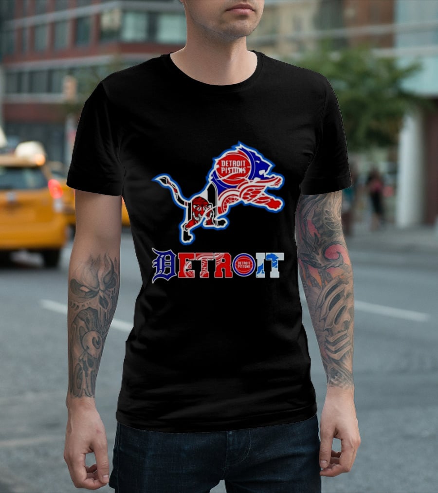 Detroit Lions Pistons Tigers Red Wings Sports Team Mashup T-Shirt