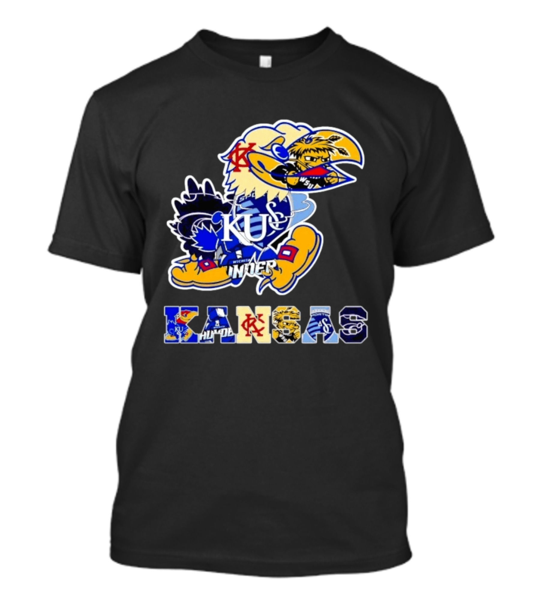 Kansas Jayhawks Wildcats Shockers Ichabods Team Mashup T-Shirt
