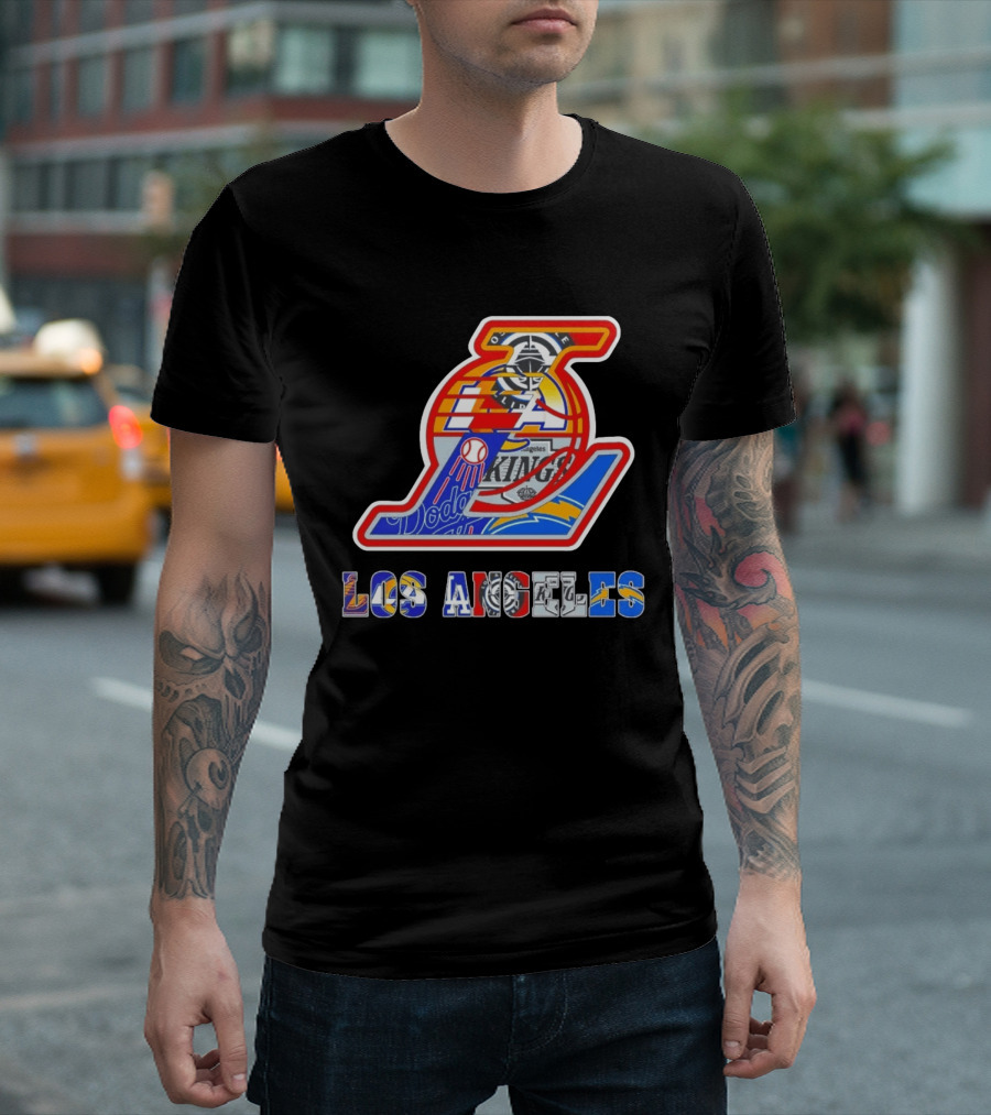 Los Angeles Dodgers Lakers Kings Chargers Sports Team Mashup T-Shirt
