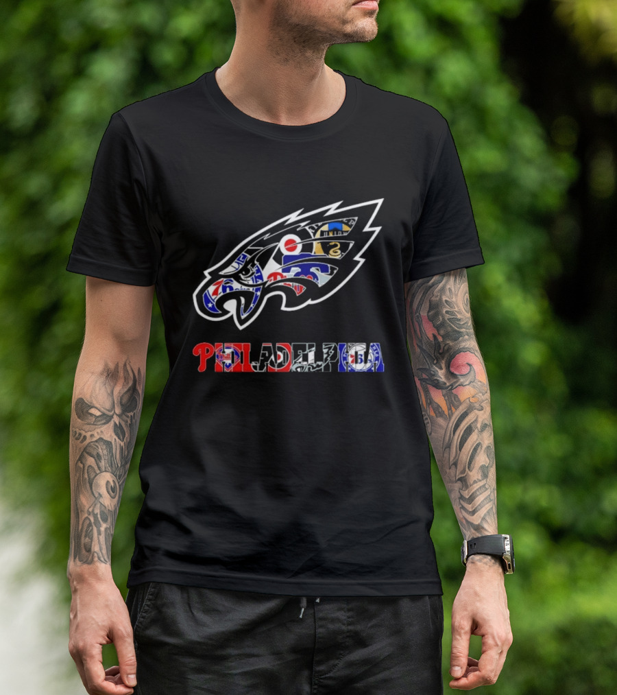 Philadelphia Sports Teams Logos Mashup Eagles Phillies Flyers Sixers Union T-Shirt