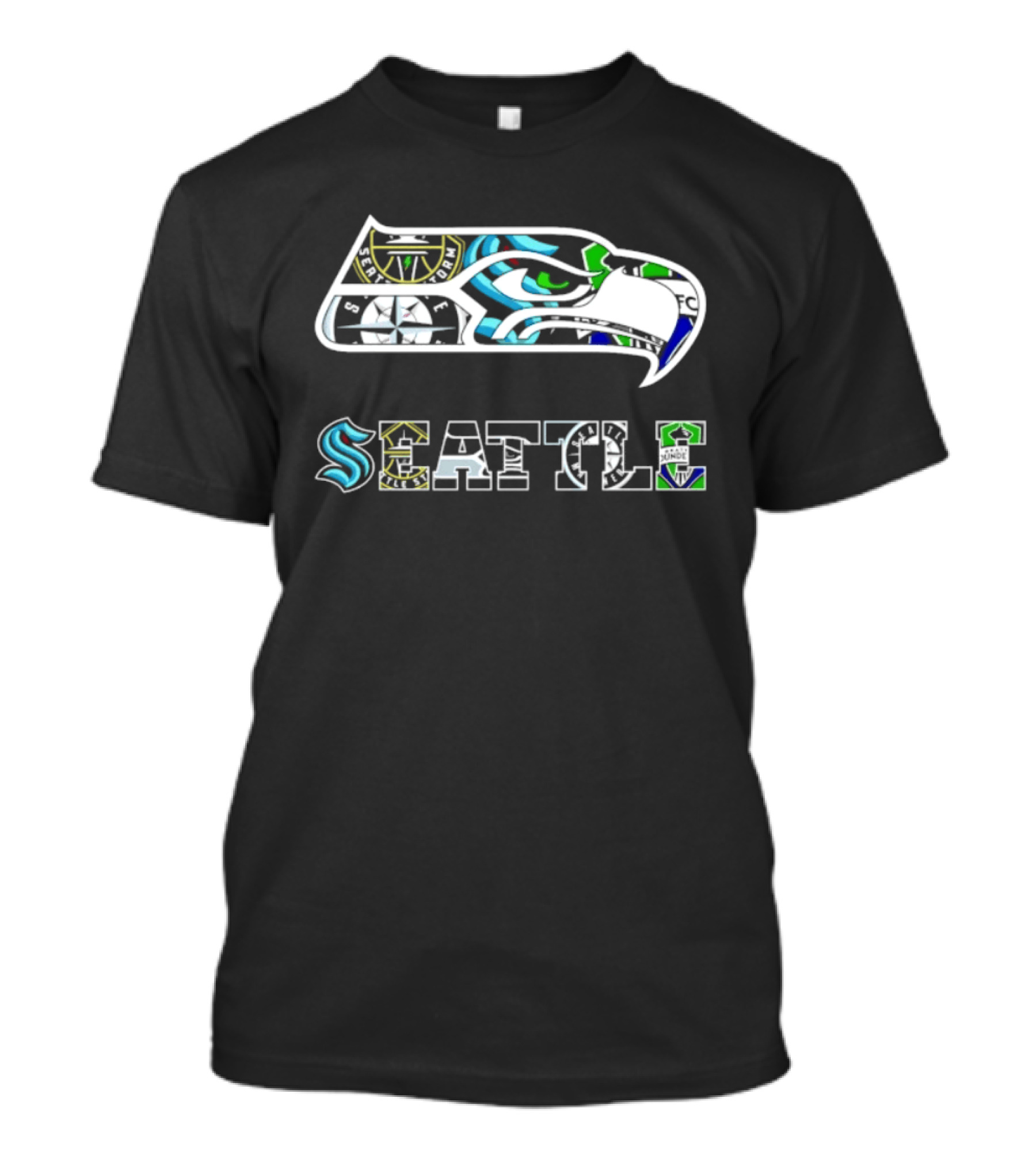 Seattle Sports Team Iconic Symbols Mashup T-Shirt