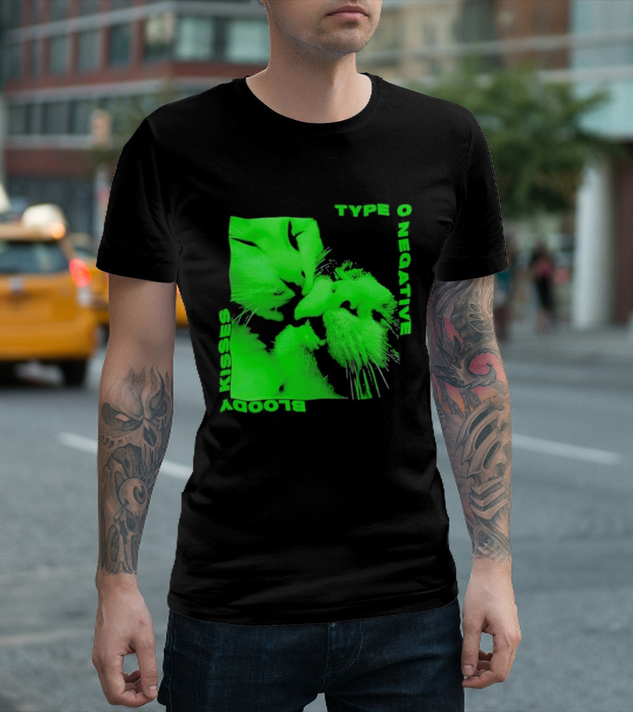 Type O Negative Cat Kissing Kisses Bloody T-Shirt