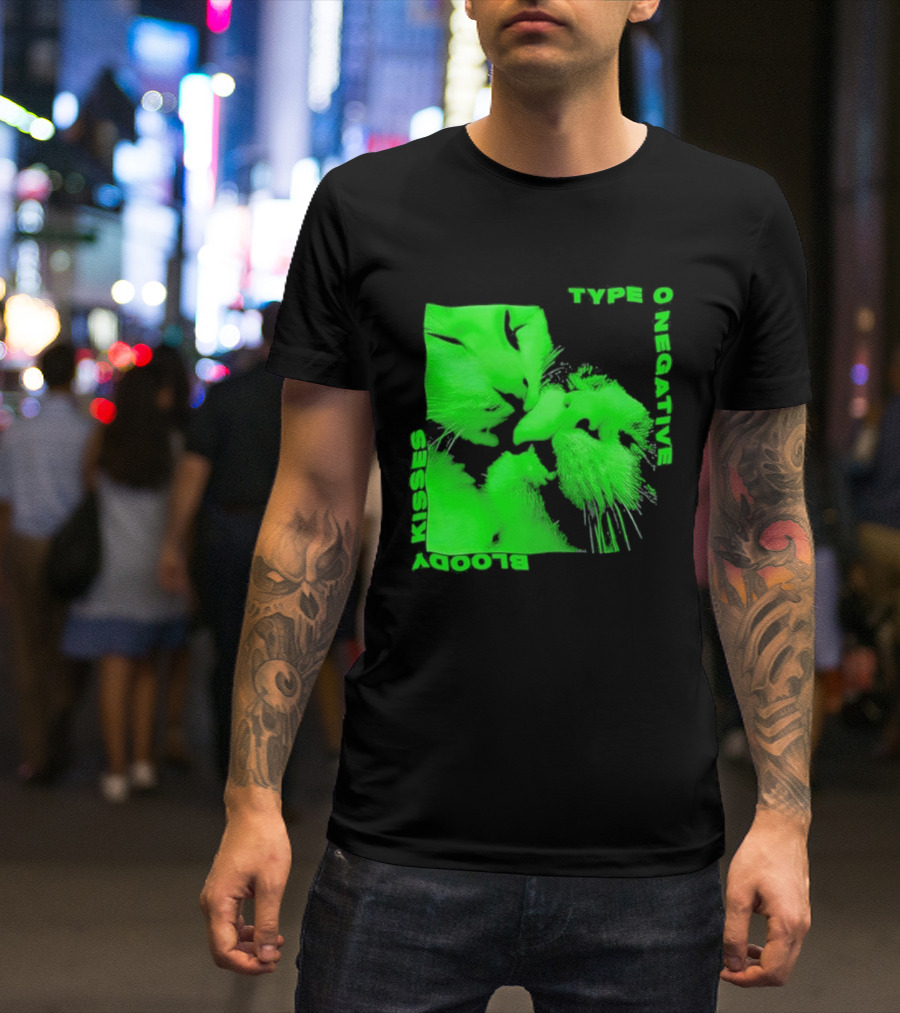 Type O Negative Cat Kissing Kisses Bloody T-Shirt