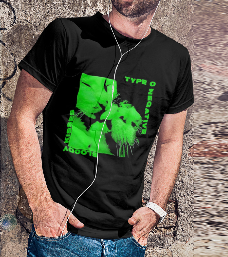Type O Negative Cat Kissing Kisses Bloody T-Shirt