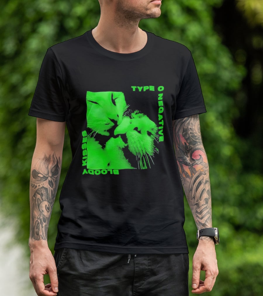 Type O Negative Cat Kissing Kisses Bloody T-Shirt