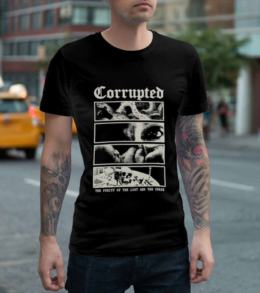 Corrupted The Purity Of The Lost And The Curse Eerie Monochrome Eye Panels T-Shirt
