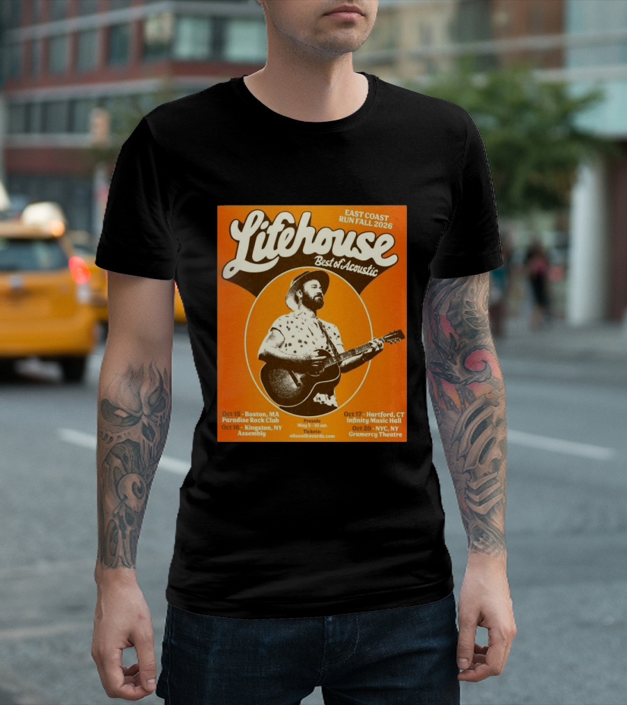 Lifehouse Best Of Acoustic East Coast Run Fall Tour 2026 Boston Hartford Kingston NYC T-Shirt
