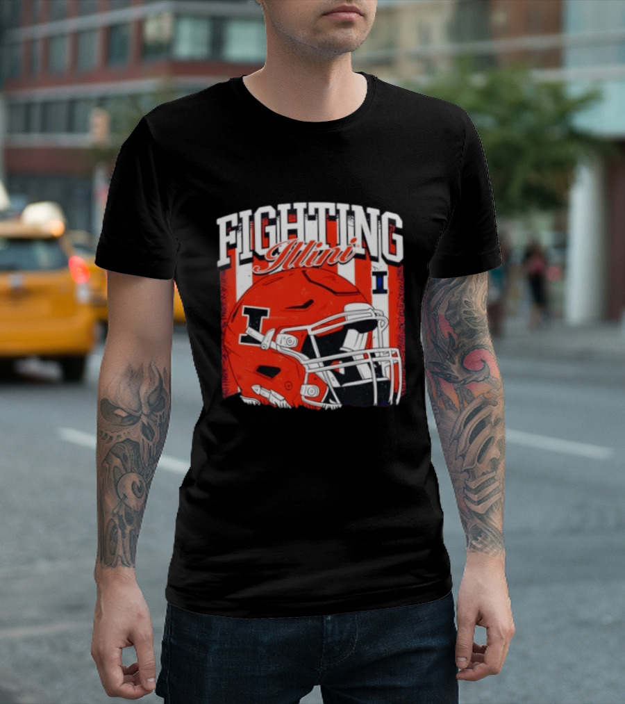 Fighting Illini NCAA Football Illinois Helmet T-Shirt