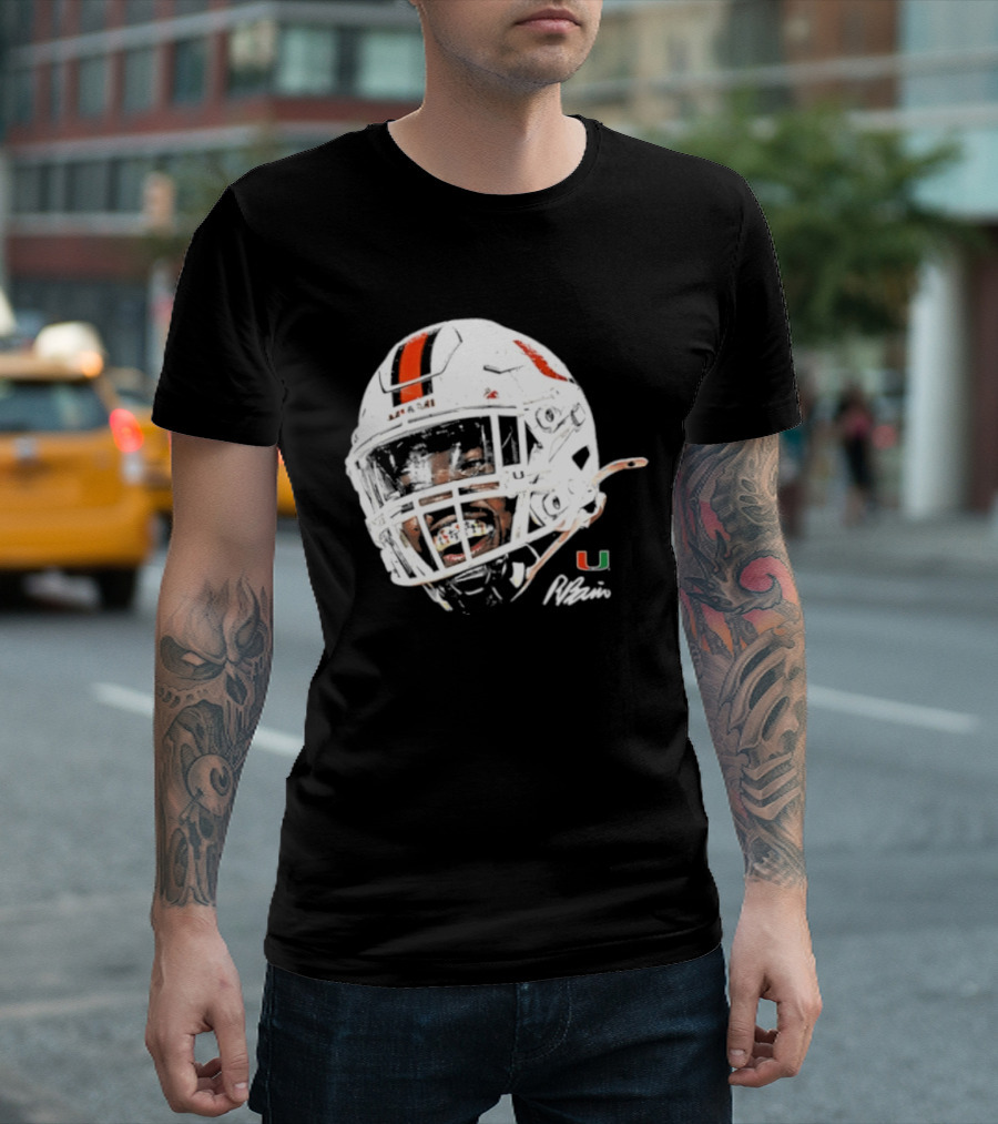Miami Hurricanes Rueben Bain Jr. Game Face Helmet NCAA Football U T-Shirt