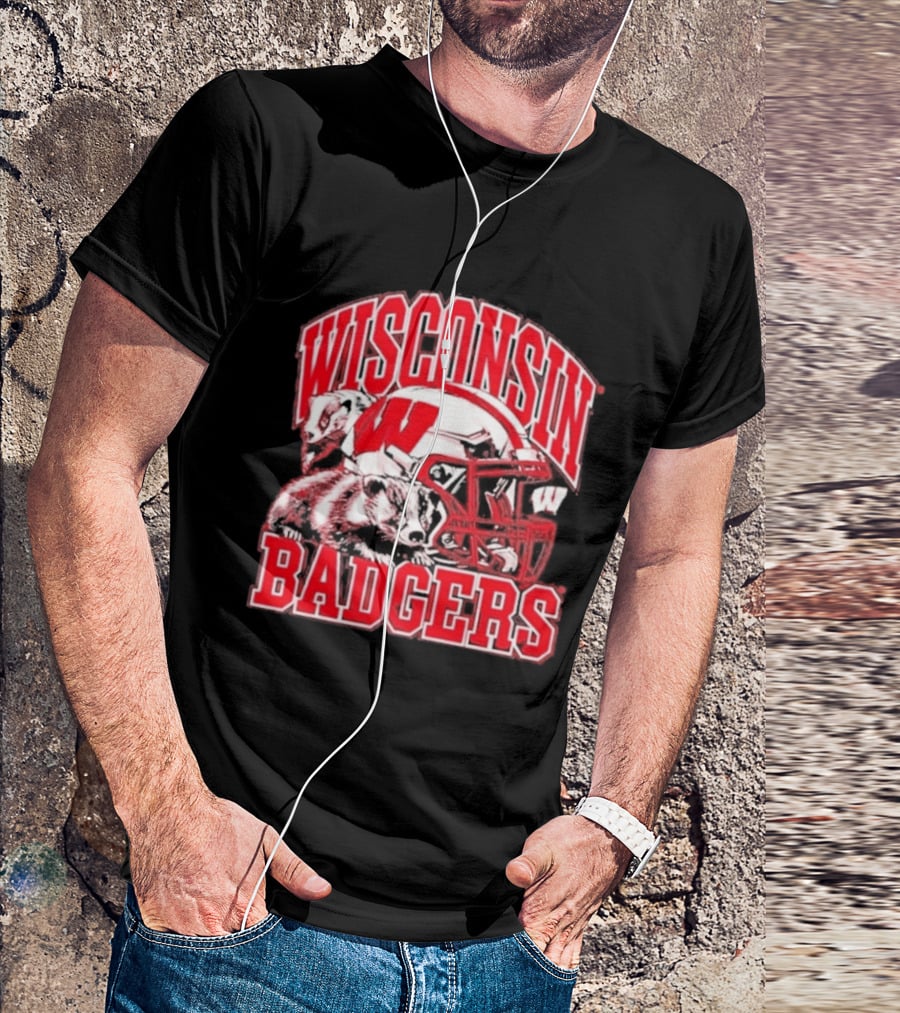 Wisconsin Badgers Football Helmet NCAA Team Pride T-Shirt