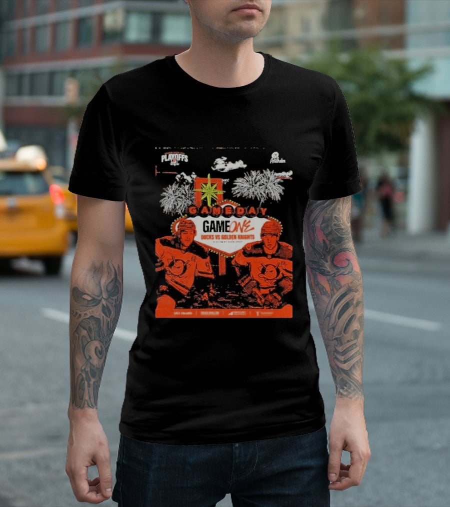 NHL Playoffs Gameday Game One Ducks Vs Vegas Golden Knights 10:30 PM Puck Drop T-Shirt