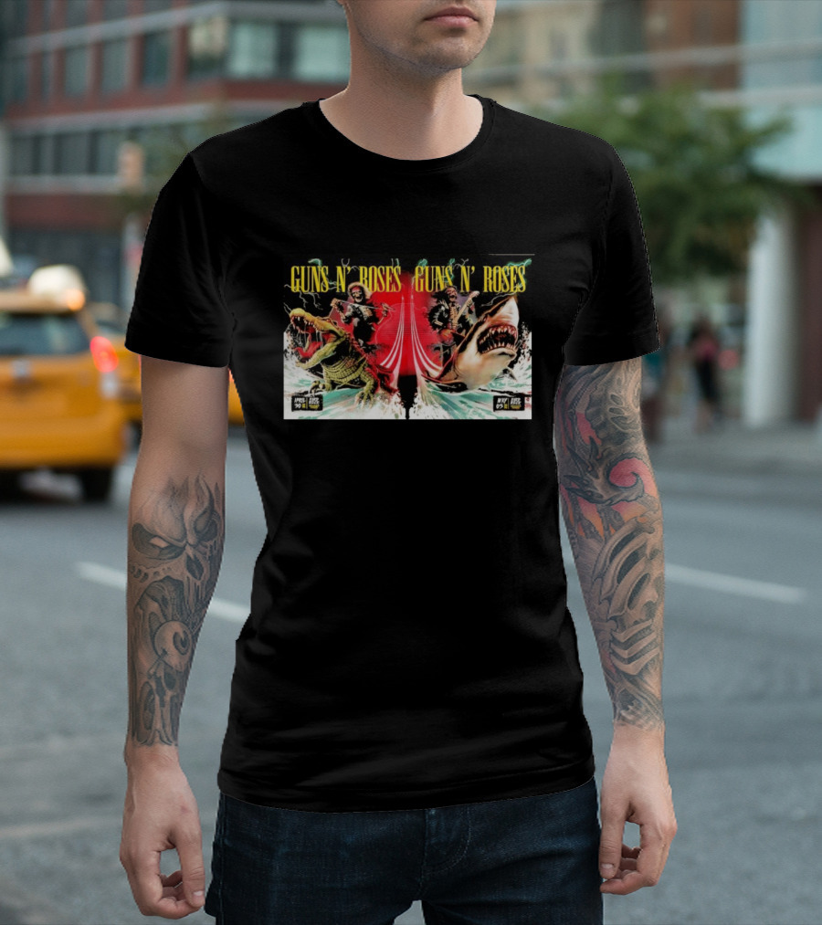 Guns N' Roses April 30 May 5 2026 Hollywood FL Crocodile Shark Skeleton Rock Tour T-Shirt