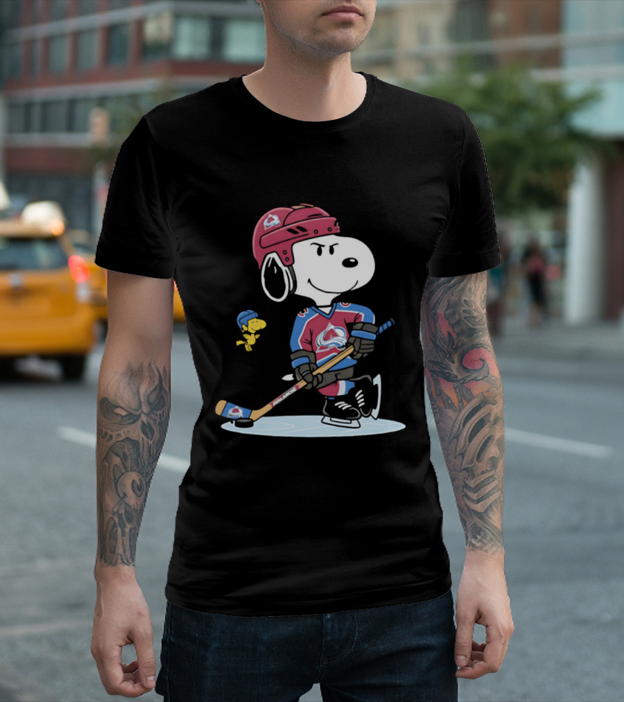 Snoopy Woodstock Colorado Avalanche NHL Hockey Peanuts Collaboration T-Shirt