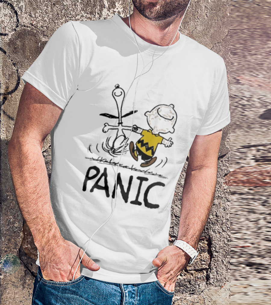 Charlie Brown Snoopy Panic Sometimes A Dog Is As Good As Any Man Peanuts Comic Strip Fun T-Shirt